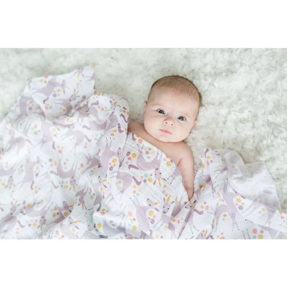Lulujo Muslin Swaddle - Modern Unicorn - Laadlee