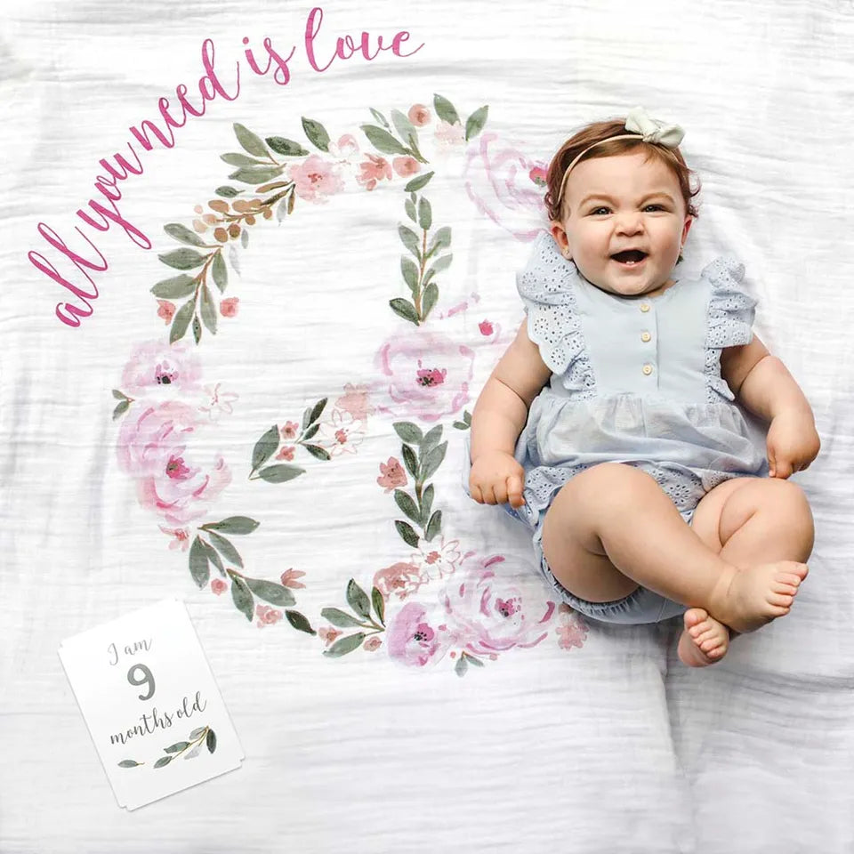 Lulujo Baby's First Year™ Blanket & Cards Set -  All You Need is Love - Laadlee