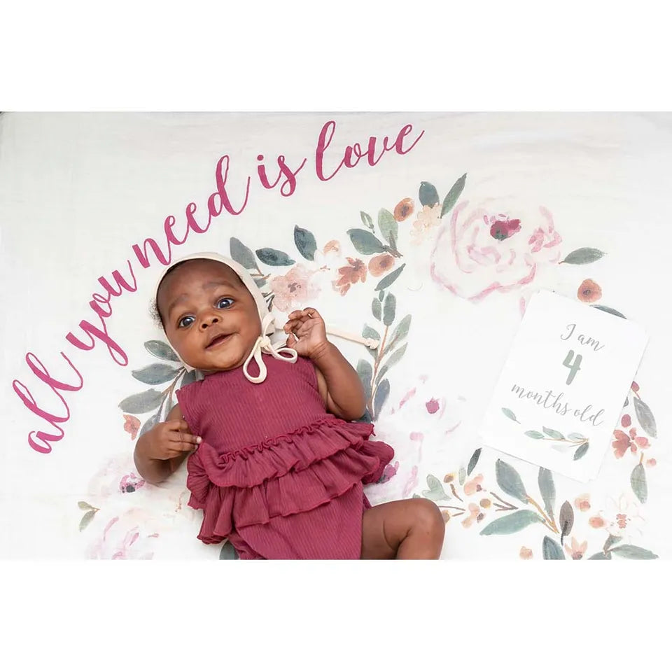 Lulujo Baby's First Year™ Blanket & Cards Set -  All You Need is Love - Laadlee