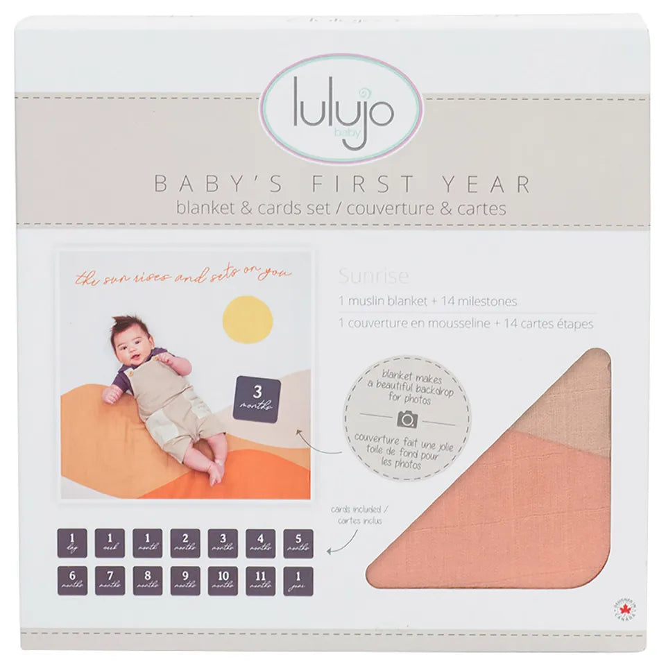 Lulujo Baby's First Year™ Blanket & Cards Set - Sun Rise - Laadlee