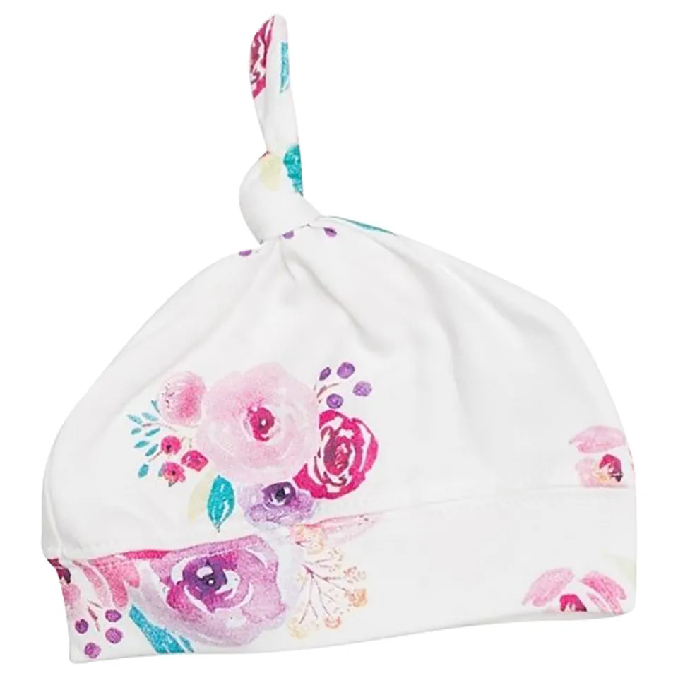 Lulujo Hello World Set (Bamboo Hat + Swaddle blanket) - Posies - Laadlee