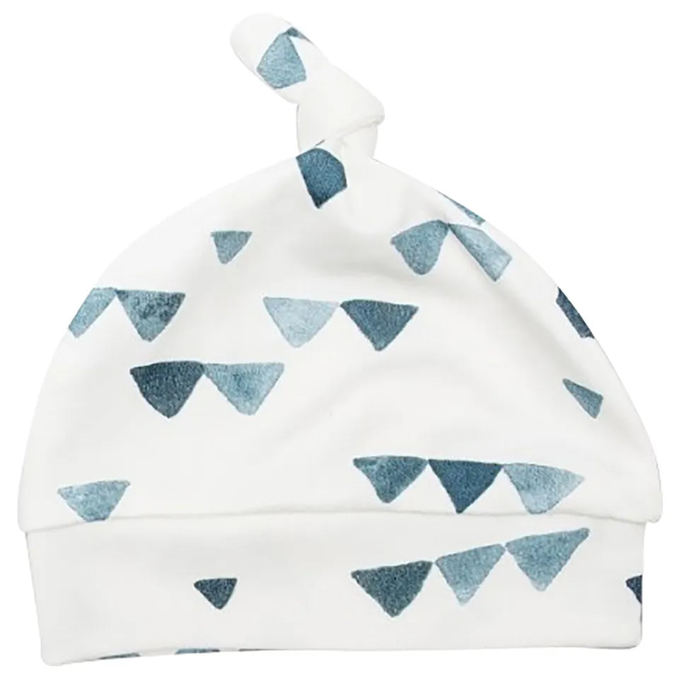 Lulujo Hello World Set (Bamboo Hat + Swaddle blanket) - Triangle Blue - Laadlee