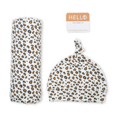 Lulujo Hello World Set (Bamboo Hat + Swaddle blanket) - Cheetah - Laadlee