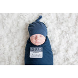 Lulujo Hello World Set (Bamboo Hat + Swaddle blanket) - Navy - Laadlee
