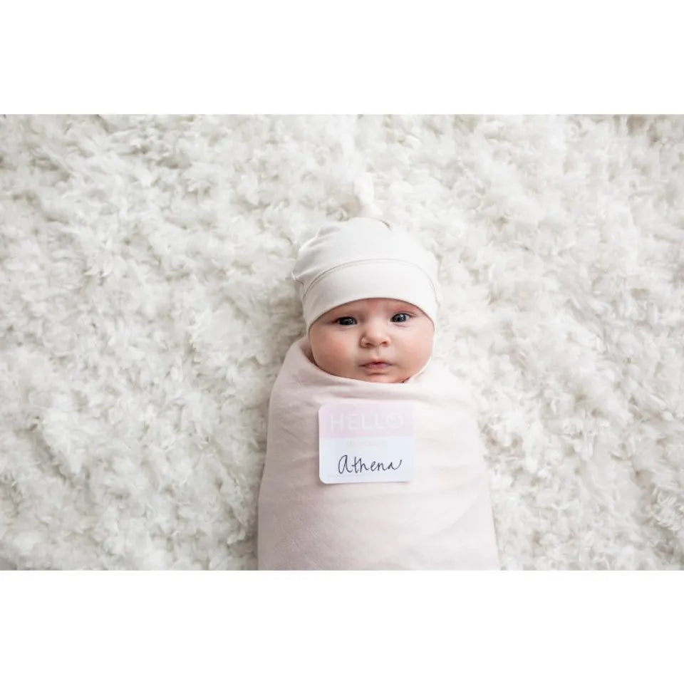 Lulujo Hello World Set (Bamboo Hat + Swaddle blanket) - Pink - Laadlee