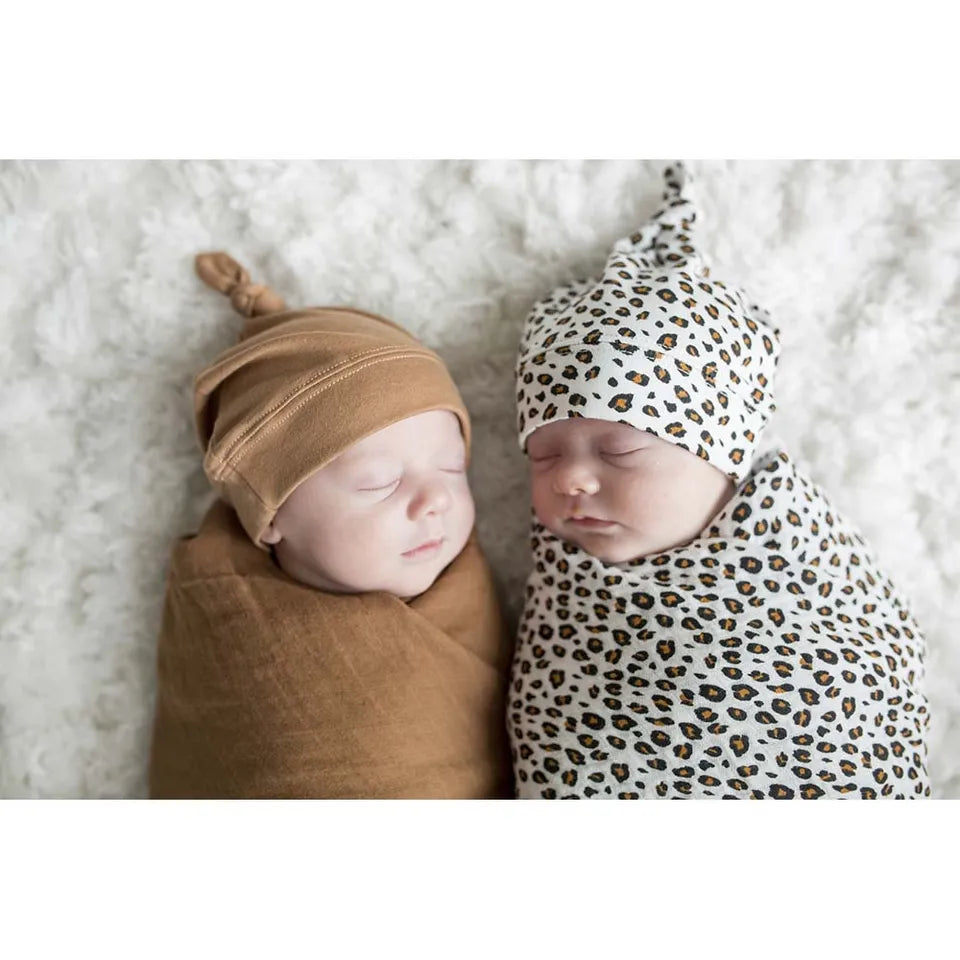Lulujo Hello World Set (Bamboo Hat + Swaddle blanket) - Tan - Laadlee