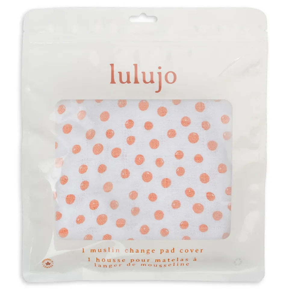 Lulujo Muslin Change Pad Cover (80cm x 40cm)  - Dots - Laadlee