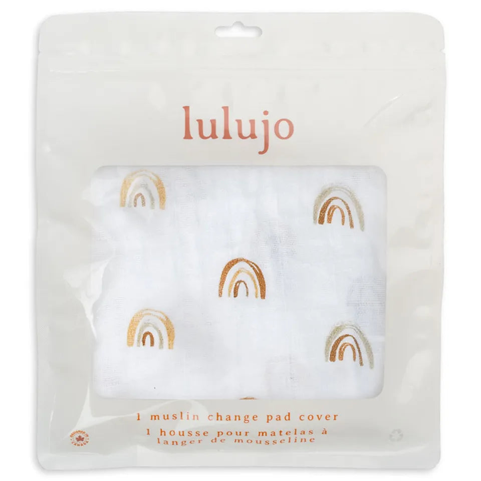 Lulujo Muslin Change Pad Cover (80cm x 40cm) - Rainbow - Laadlee