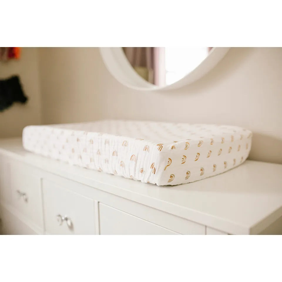 Lulujo Muslin Change Pad Cover (80cm x 40cm) - Rainbow - Laadlee