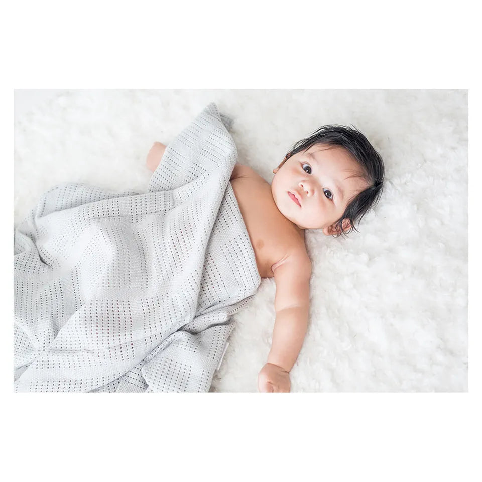Lulujo Cellular Blanket - Grey - Laadlee