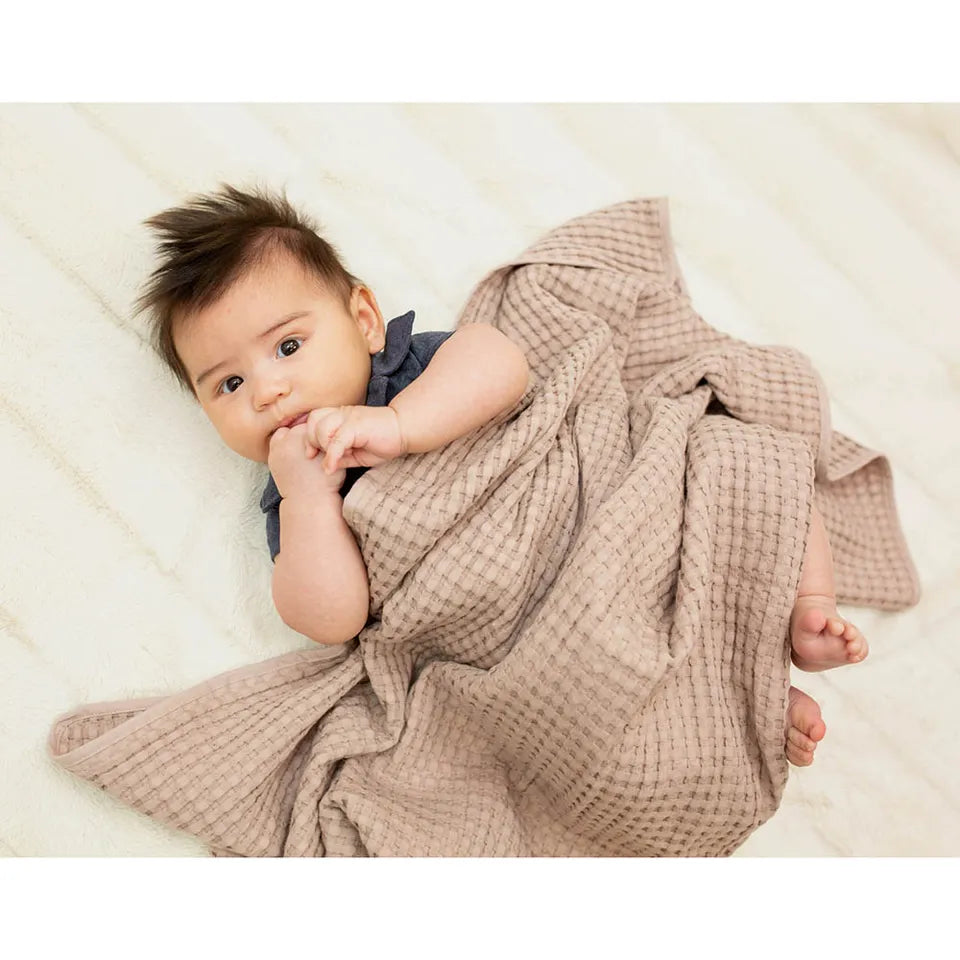 Lulujo Waffle Blanket (100cm x 80cm) - Sand - Laadlee