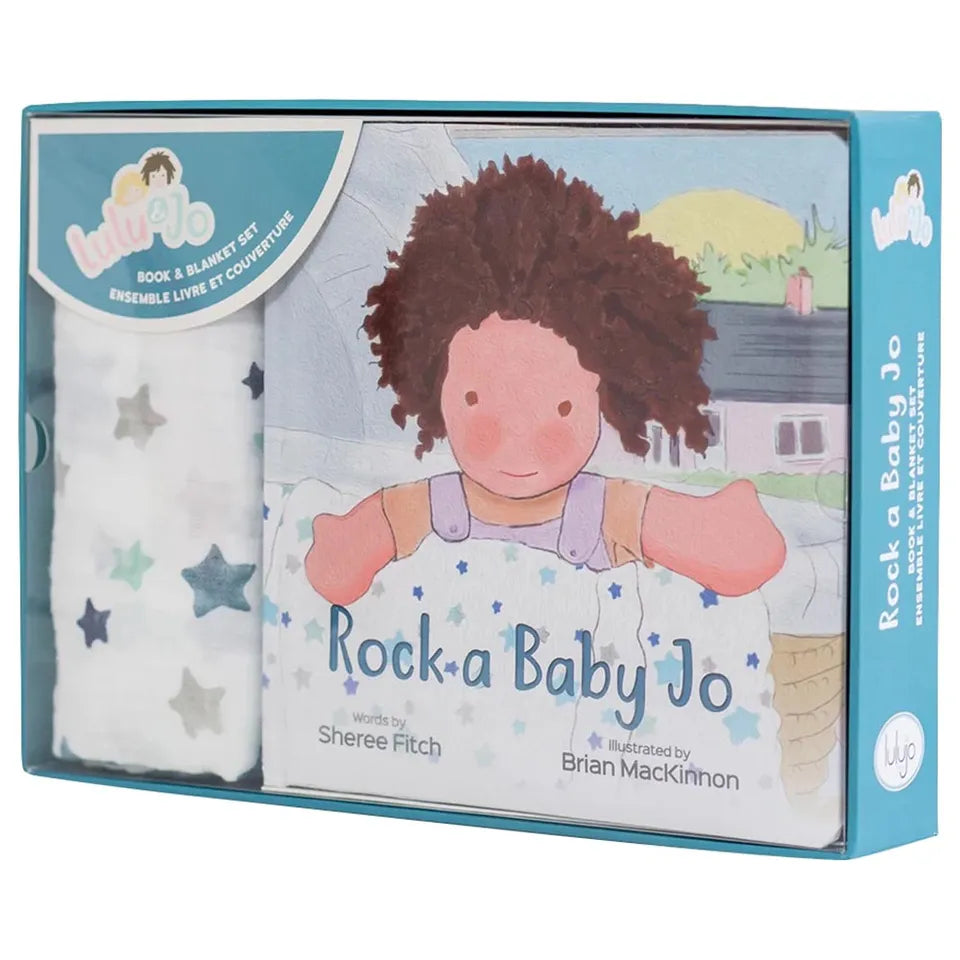 Lulujo Cotton Swaddle & Book GIFT SET - Rock-A-Baby-Jo - Laadlee
