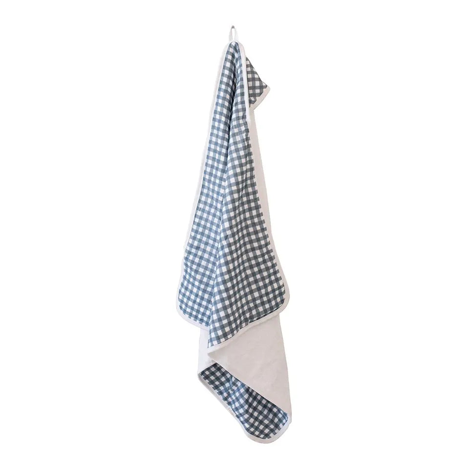 Lulujo Baby Hooded Towel - Navy Gingham - Laadlee
