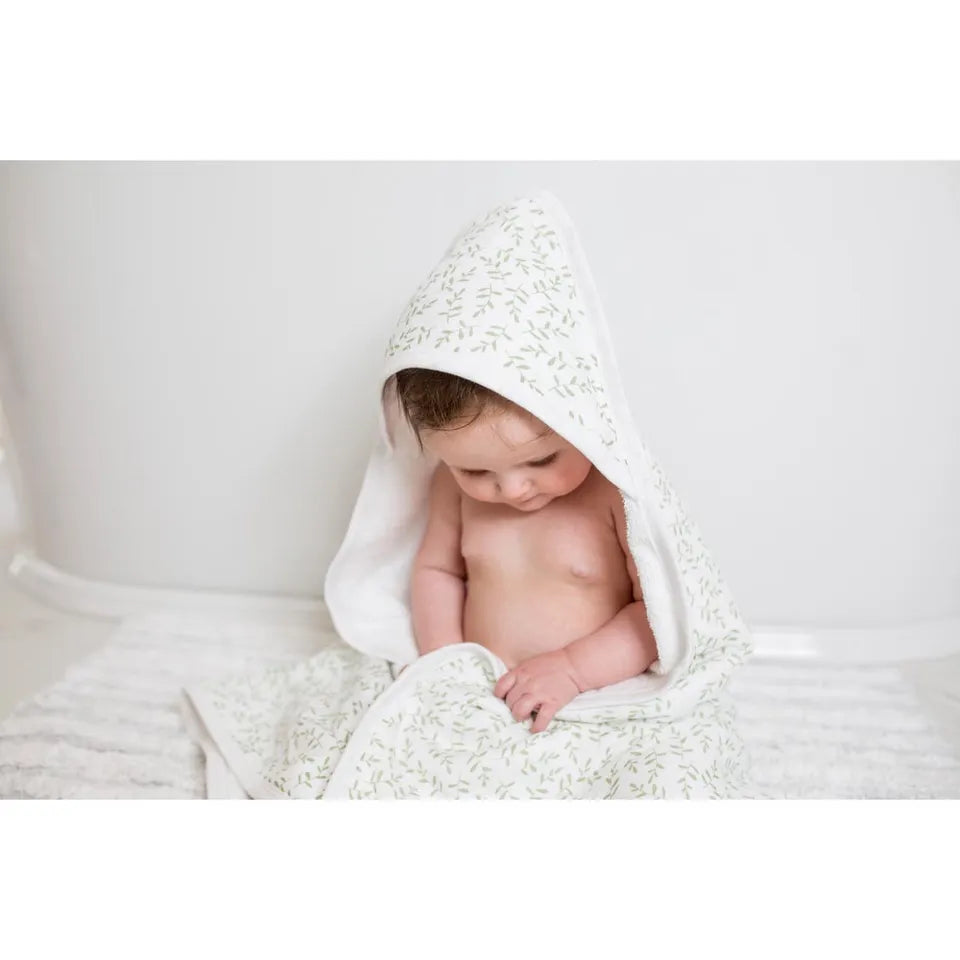 Lulujo Baby Hooded Towel - Greenery - Laadlee