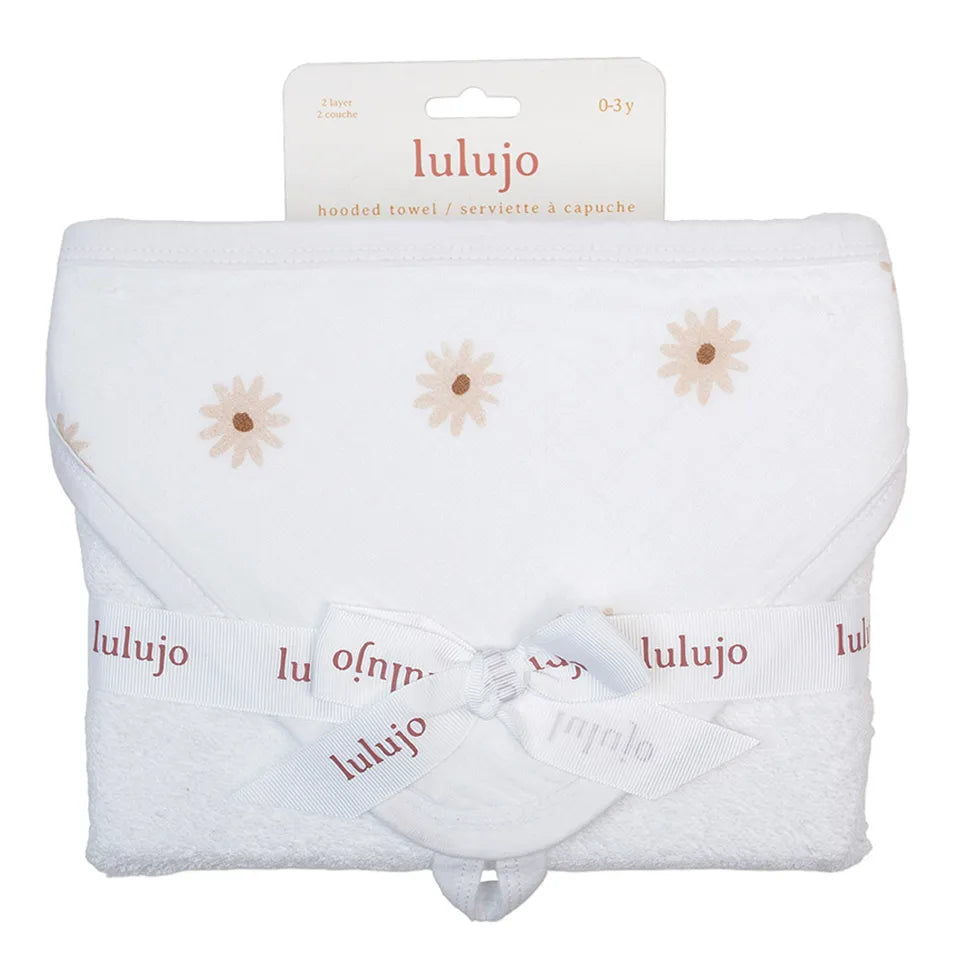 Lulujo Baby Hooded Towel - Daisies - Laadlee
