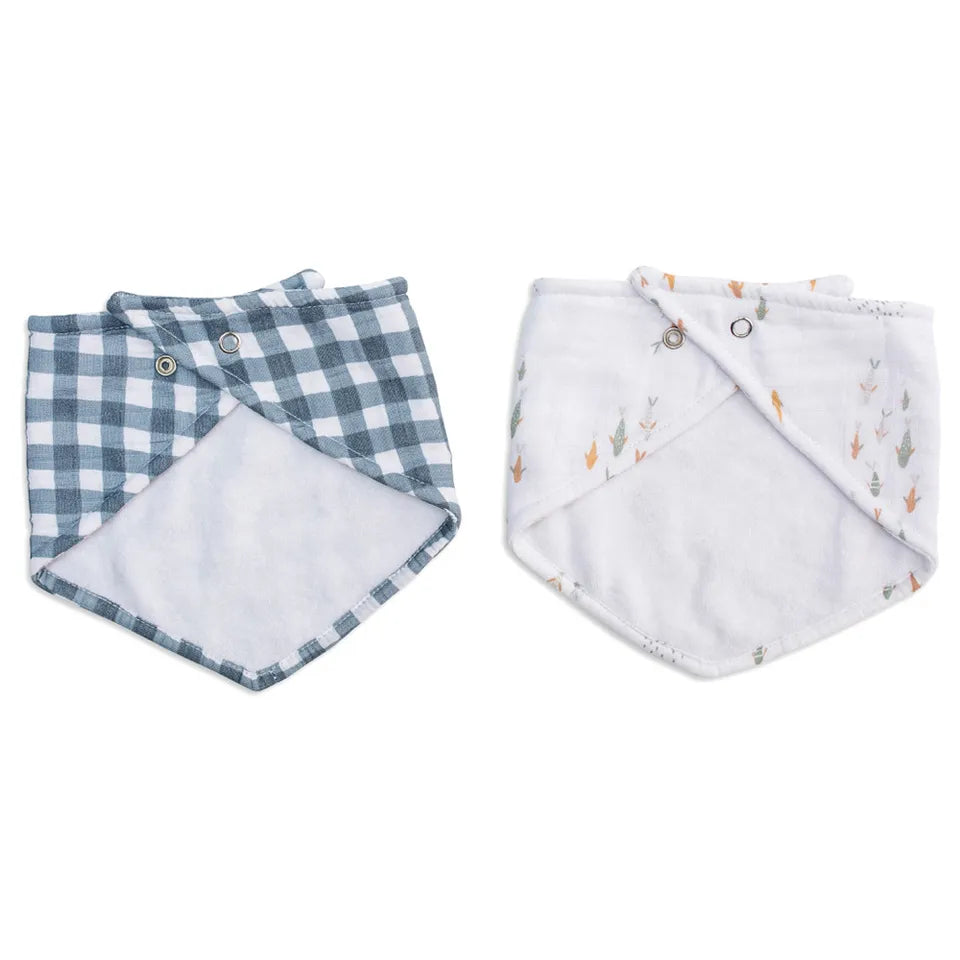 Lulujo Bandana Bibs (2-pack) - Fish / Navy Gingham - Laadlee