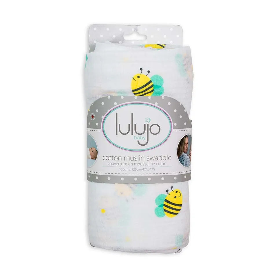 Lulujo Muslin Swaddle - Bumbling Bee - Laadlee