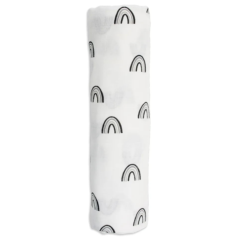 Lulujo Bamboo Swaddle - Black Rainbow - Laadlee