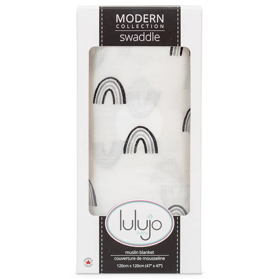 Lulujo Bamboo Swaddle - Black Rainbow - Laadlee