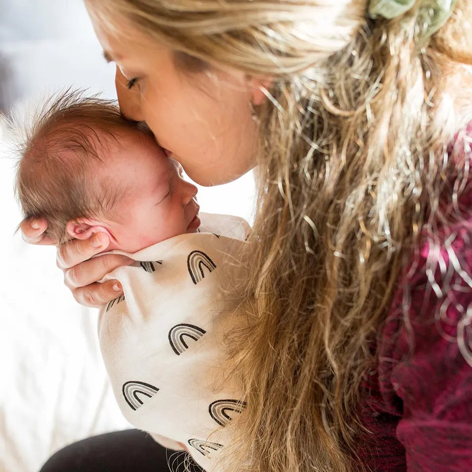 Lulujo Bamboo Swaddle - Black Rainbow - Laadlee