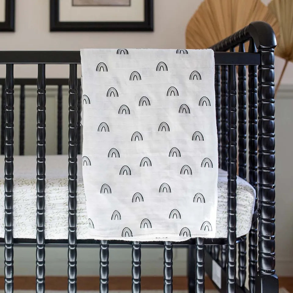 Lulujo Bamboo Swaddle - Black Rainbow - Laadlee