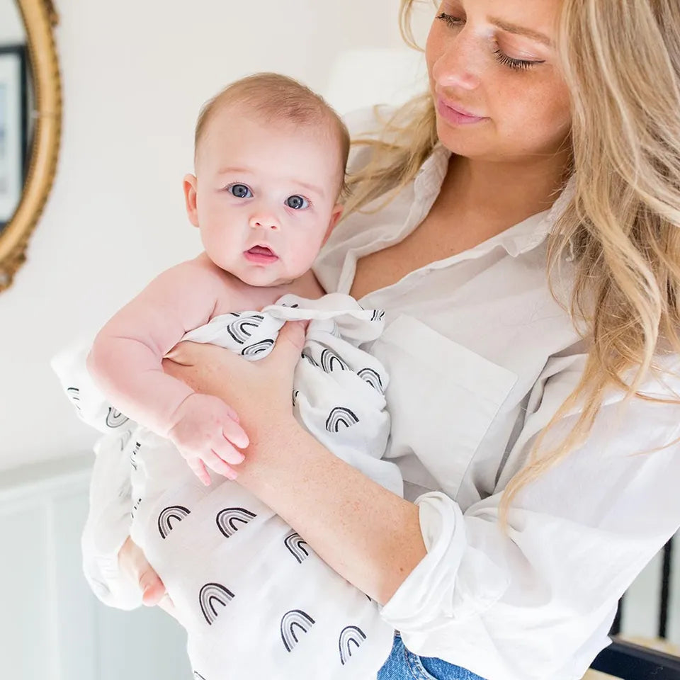 Lulujo Bamboo Swaddle - Black Rainbow - Laadlee