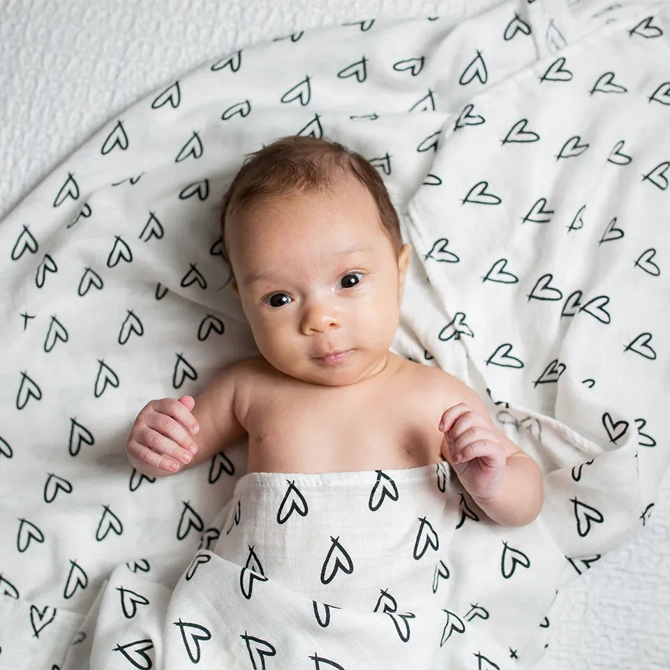 Lulujo 3-Pack Bamboo Muslin Swaddle Blankets - All Natural - Laadlee