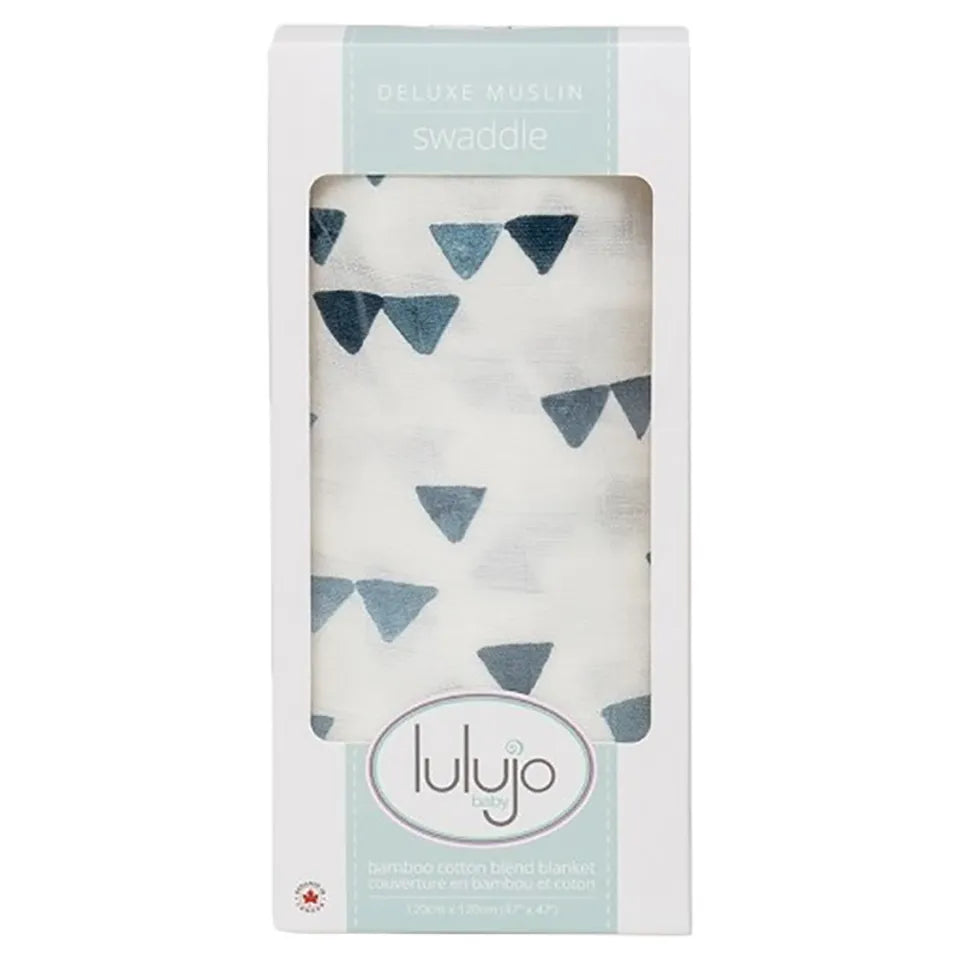 Lulujo Bamboo Swaddle - Navy Triangles - Laadlee