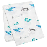 Lulujo Bamboo Swaddle - Whales - Laadlee