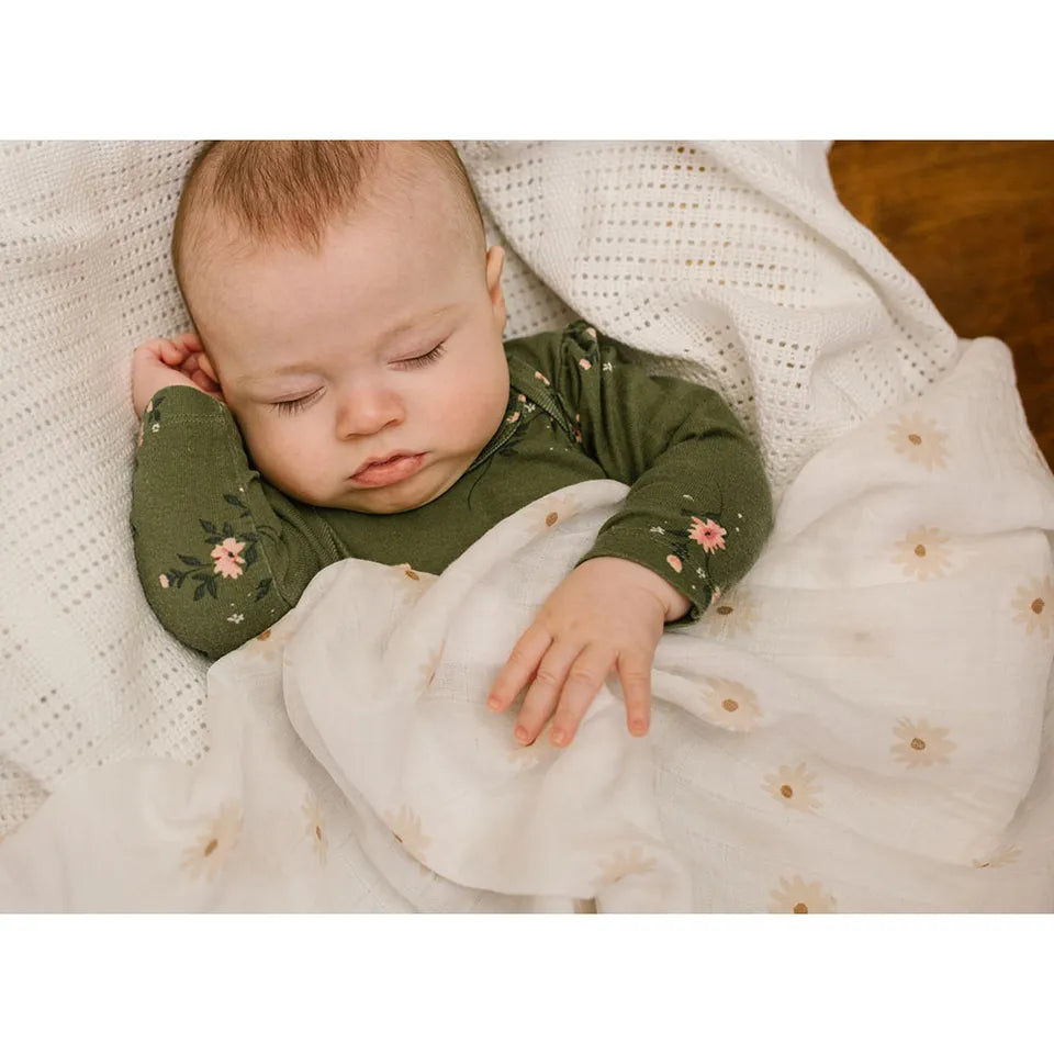 Lulujo 2-pack Cotton Swaddles - Daisy / Greenery - Laadlee