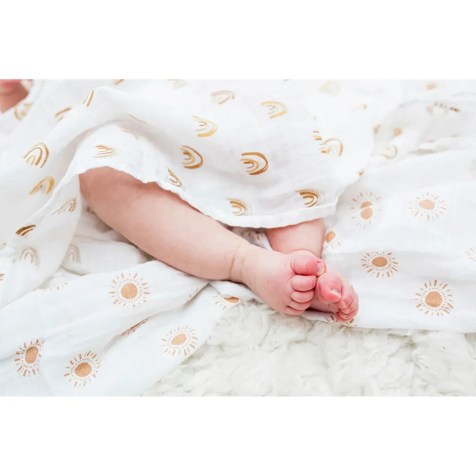 Lulujo 2-pack Cotton Swaddles - Rainbow / Suns - Laadlee