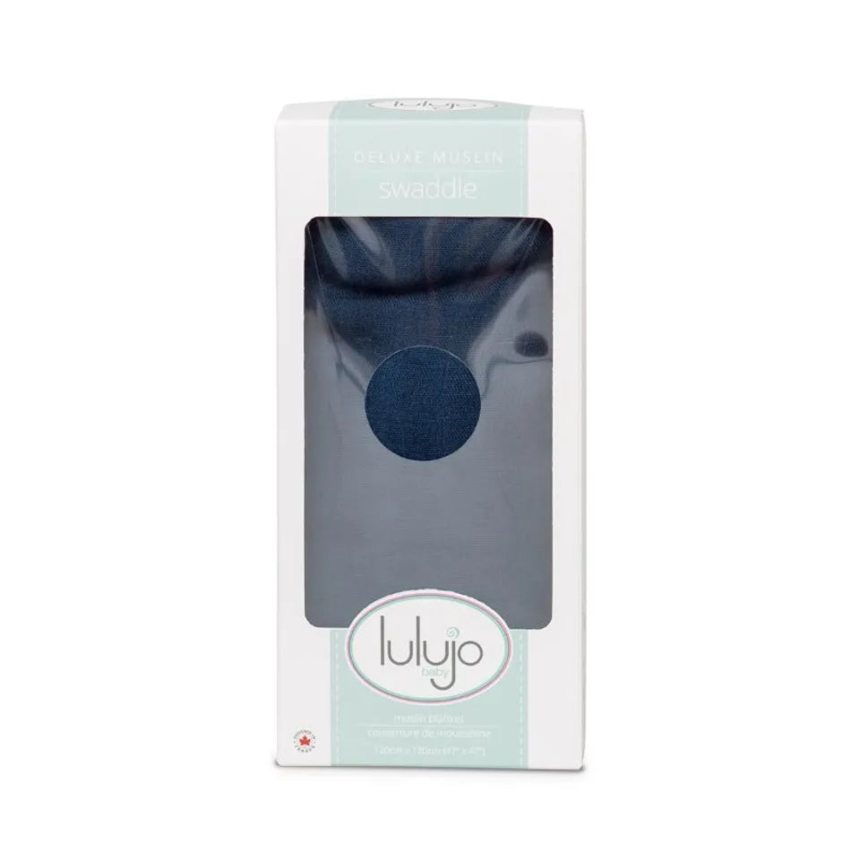 Lulujo Bamboo Swaddle - Navy - Laadlee