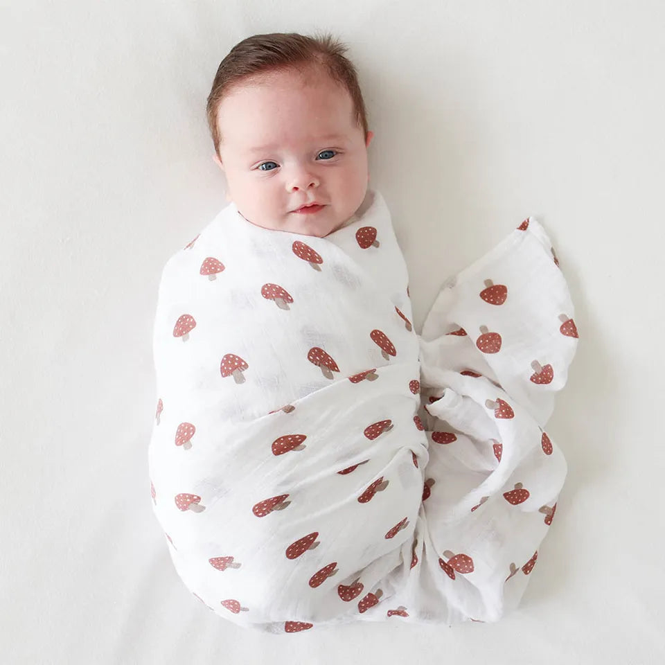 Lulujo 2-pack Cotton Swaddles - Mushroom & Sand - Laadlee