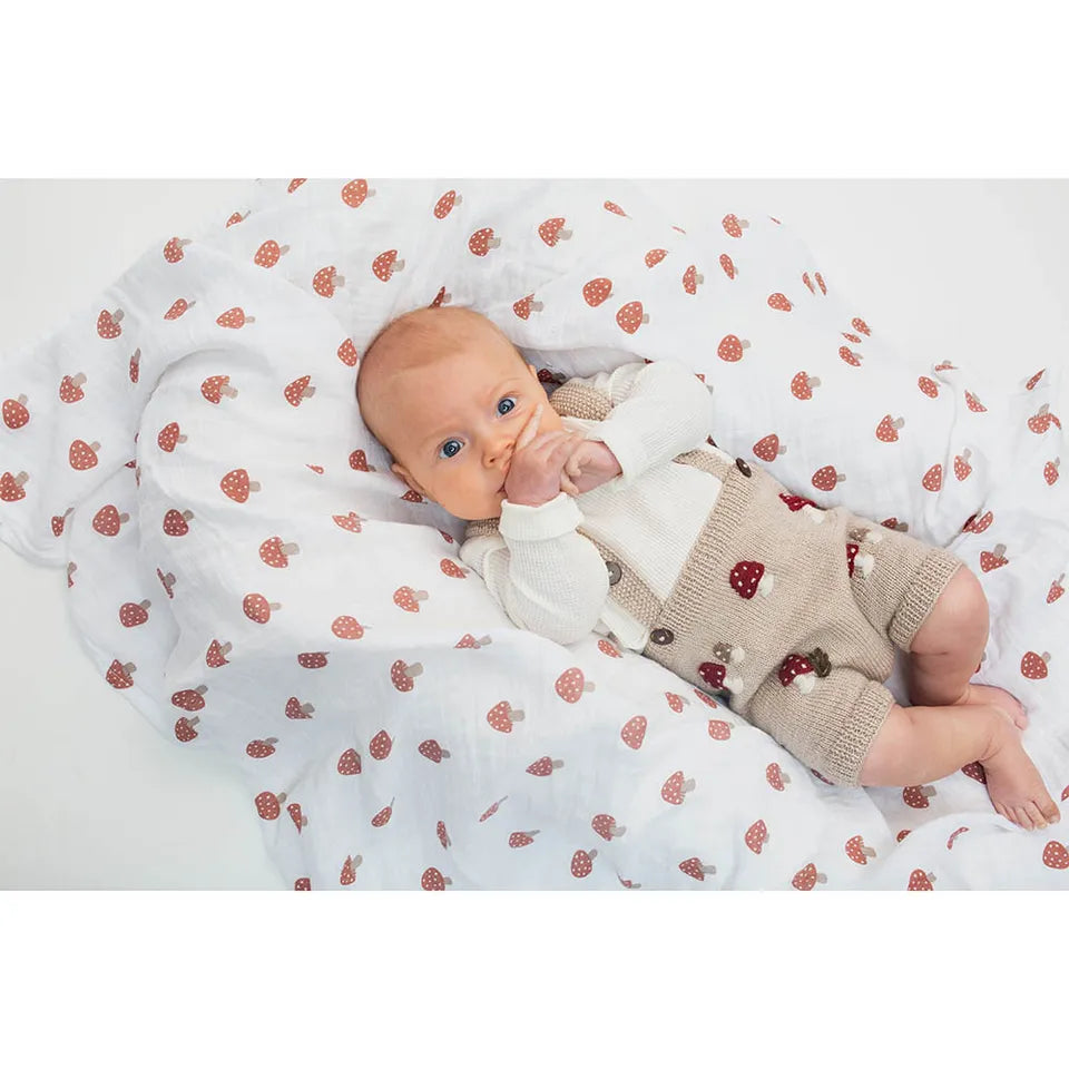 Lulujo 2-pack Cotton Swaddles - Mushroom & Sand - Laadlee