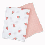 Lulujo 2-pack Cotton Swaddles - Strawberry & Ballet Slipper - Laadlee