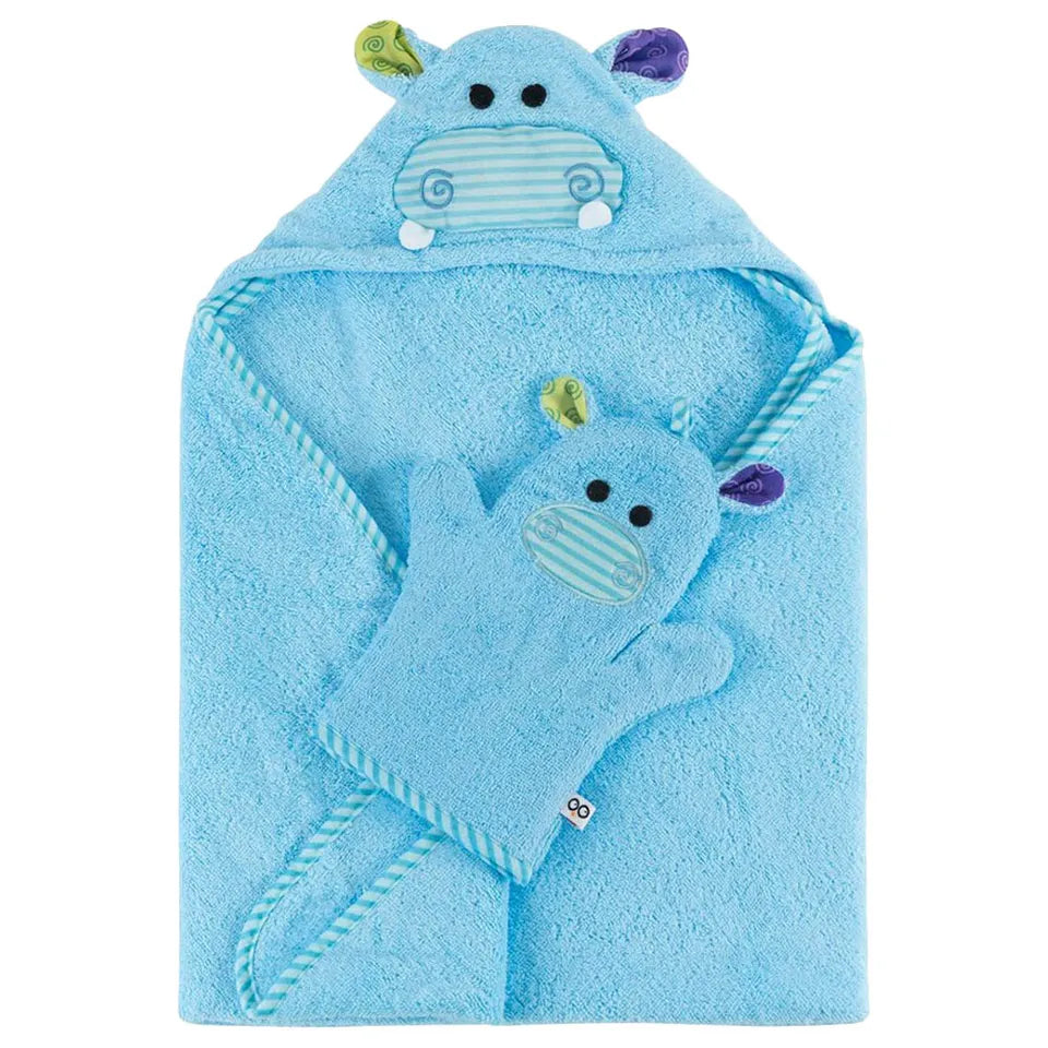 Zoocchini Baby Hooded Towel - Henry the Hippo - Laadlee