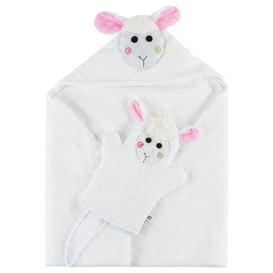 Zoocchini Baby Hooded Towel - Lola the Lamb - Laadlee