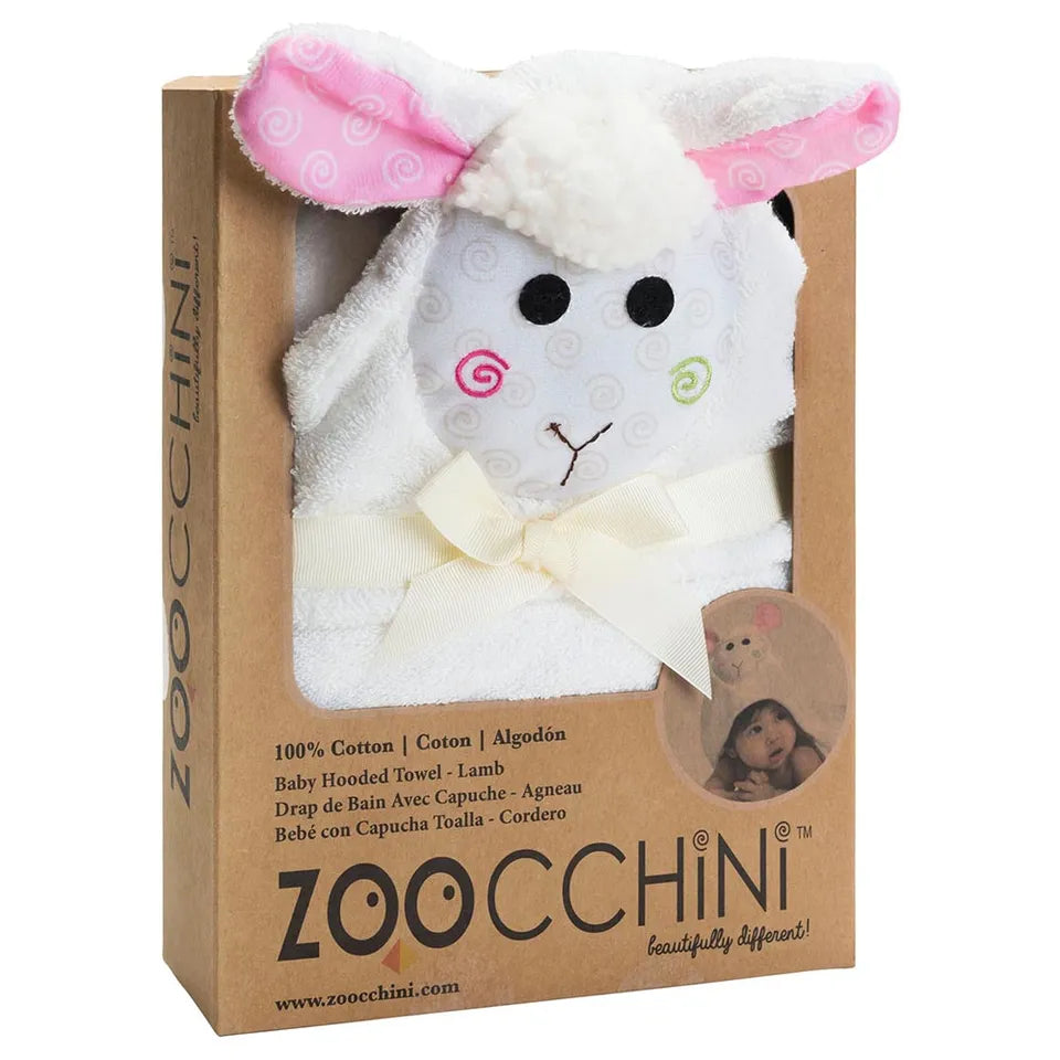 Zoocchini Baby Hooded Towel - Lola the Lamb - Laadlee