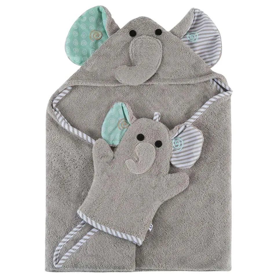 Zoocchini Baby Hooded Towel - Ellie the Elephant - Laadlee