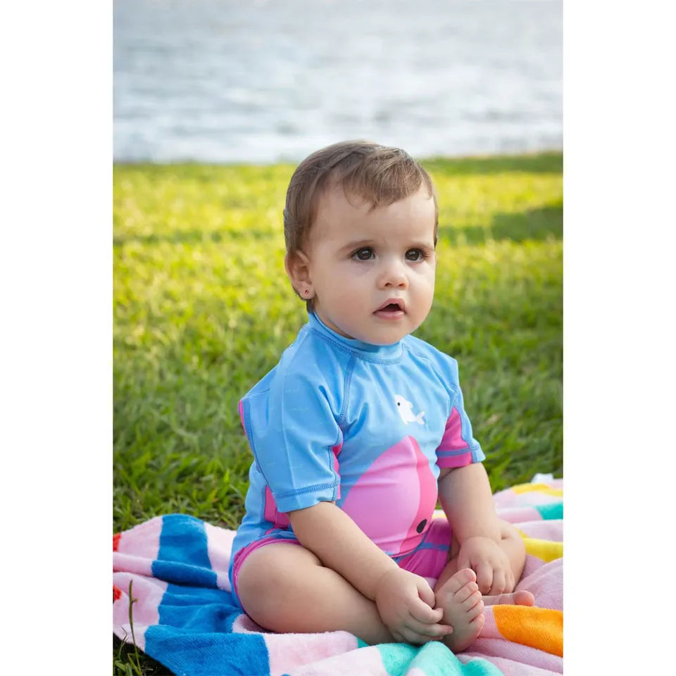 Zoocchini One Piece Surf Suit - Pink Shark - Laadlee