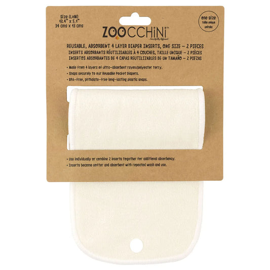 Zoocchini Reusable Cloth Diaper Inserts - 2 Pack - Natural - Laadlee