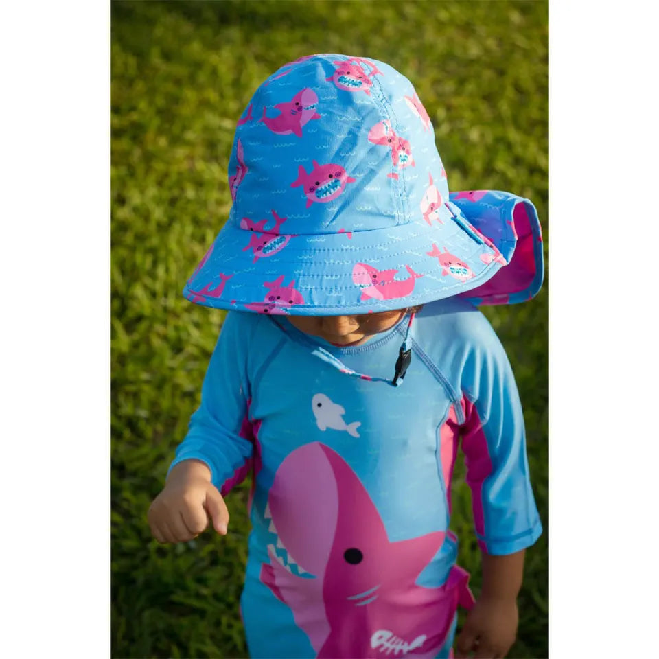 Zoocchini UPF50+ Cape Sunhat - Sophie the Shark - Laadlee