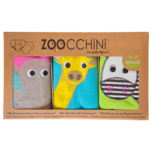 Zoocchini 3 Piece Organic Potty Training Pants Set - Girls - Safari Friends - Laadlee