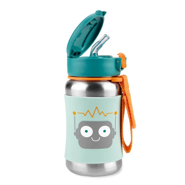 Skip Hop Spark Style SS Straw Bottle 350ml - Robot - Laadlee