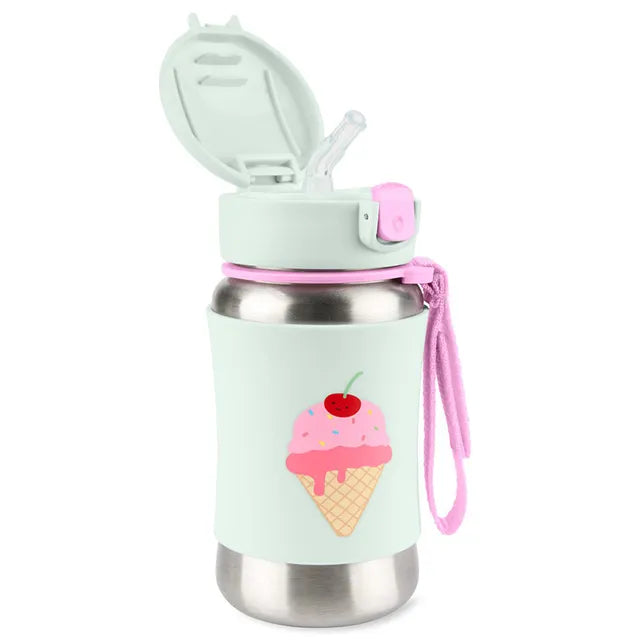 Skip Hop Spark Style SS Straw Bottle 350ml - Ice Cream - Laadlee