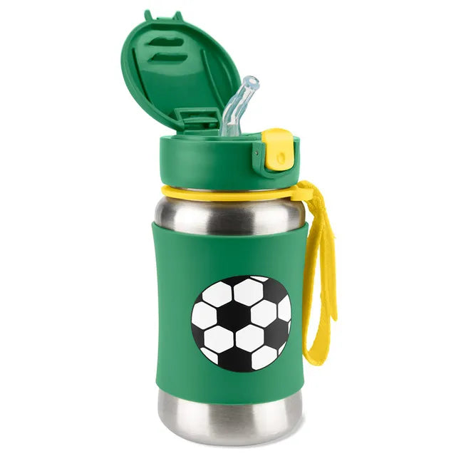 Skip Hop Spark Style SS Straw Bottle 350ml - Football - Laadlee