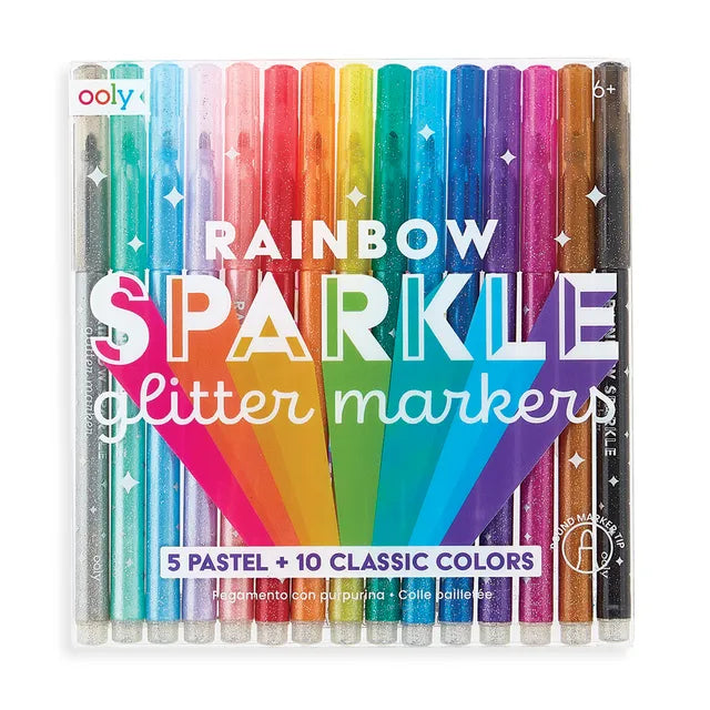 OOLY Rainbow Sparkle Glitter Markers - Set of 15 - Laadlee