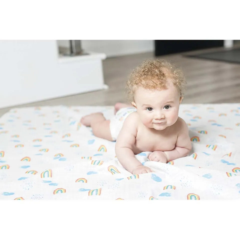 Lulujo 3-Pack Bamboo Muslin Swaddle Blankets - High in the Sky - Laadlee
