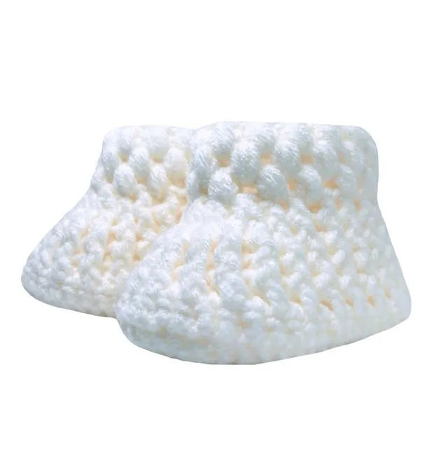 Pikkaboo Cuddles & Snuggles Crochet Baby Booties - White - Laadlee