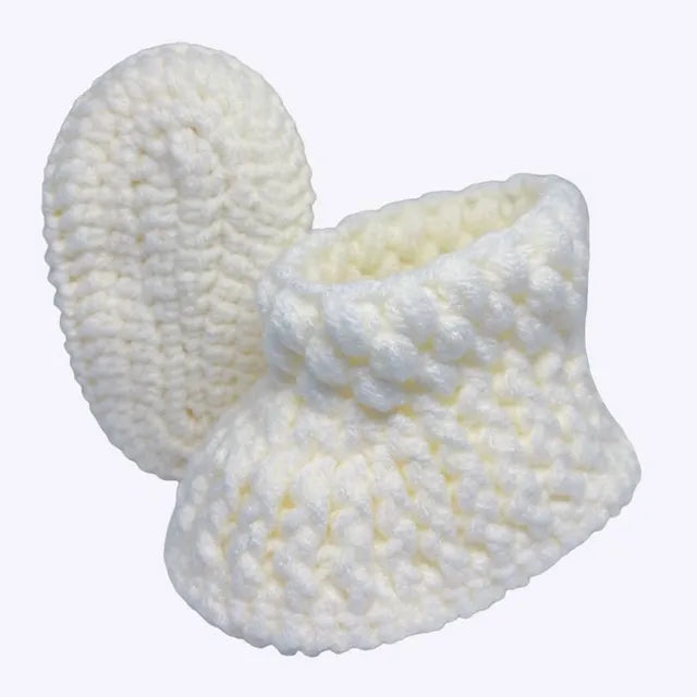 Pikkaboo Cuddles & Snuggles Crochet Baby Booties - White - Laadlee